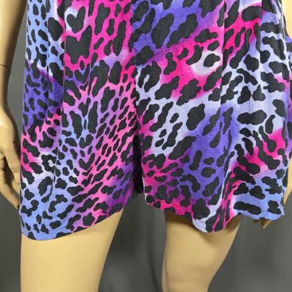 Y2K Purple Pink Leopard Print Shorts Size S Trashy McBling Emo Scene Indie - Picture 4 of 9